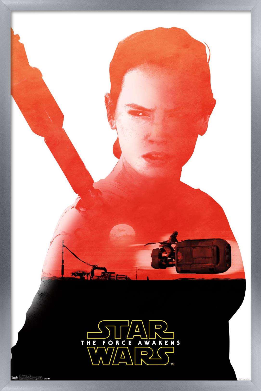 Star Wars: The Force Awakens - Rey Badge Wall Poster, 14.725" x 22.375", Framed