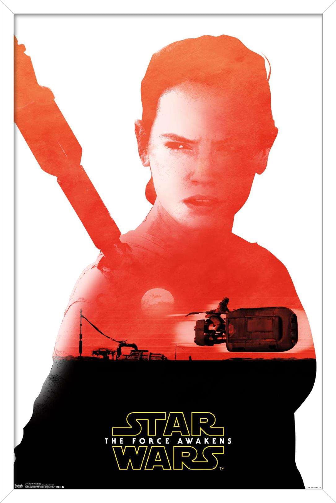 Star Wars: The Force Awakens - Rey Badge Wall Poster, 14.725" x 22.375", Framed