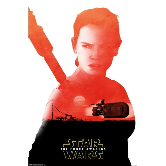 Star Wars: The Force Awakens - Rey Badge Wall Poster, 14.725" x 22.375"