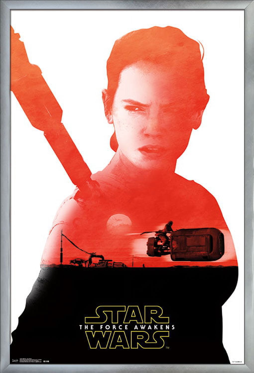 Star Wars: The Force Awakens - Rey Badge Wall Poster, 22.375" x 34", Framed