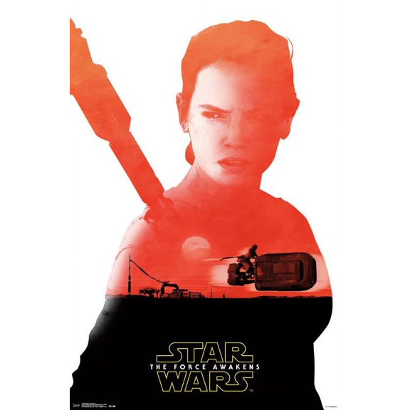 Star Wars: The Force Awakens - Rey Badge Wall Poster, 22.375" x 34"