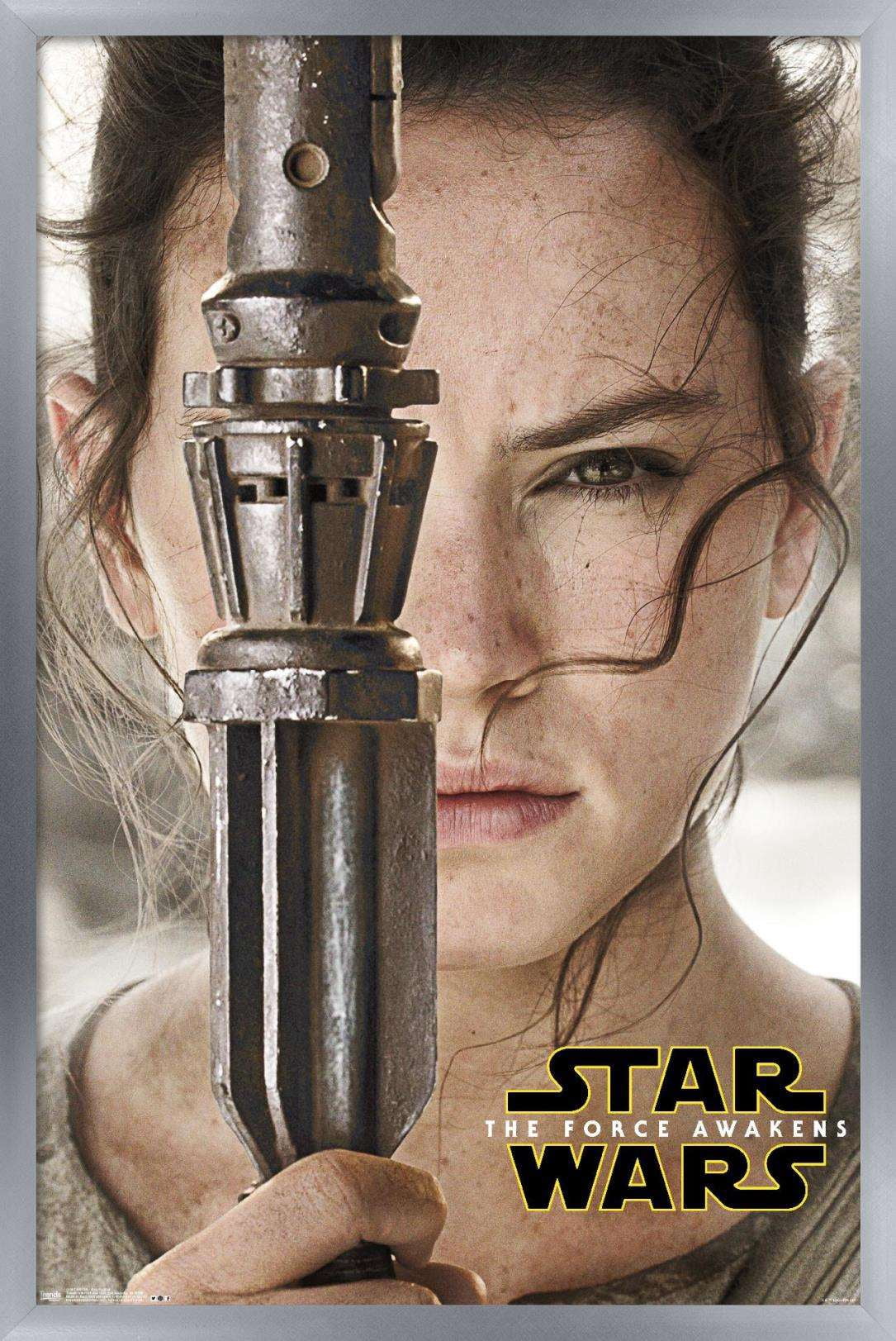 Star Wars: The Force Awakens - Rey Portrait Wall Poster, 14.725" x 22.375", Framed