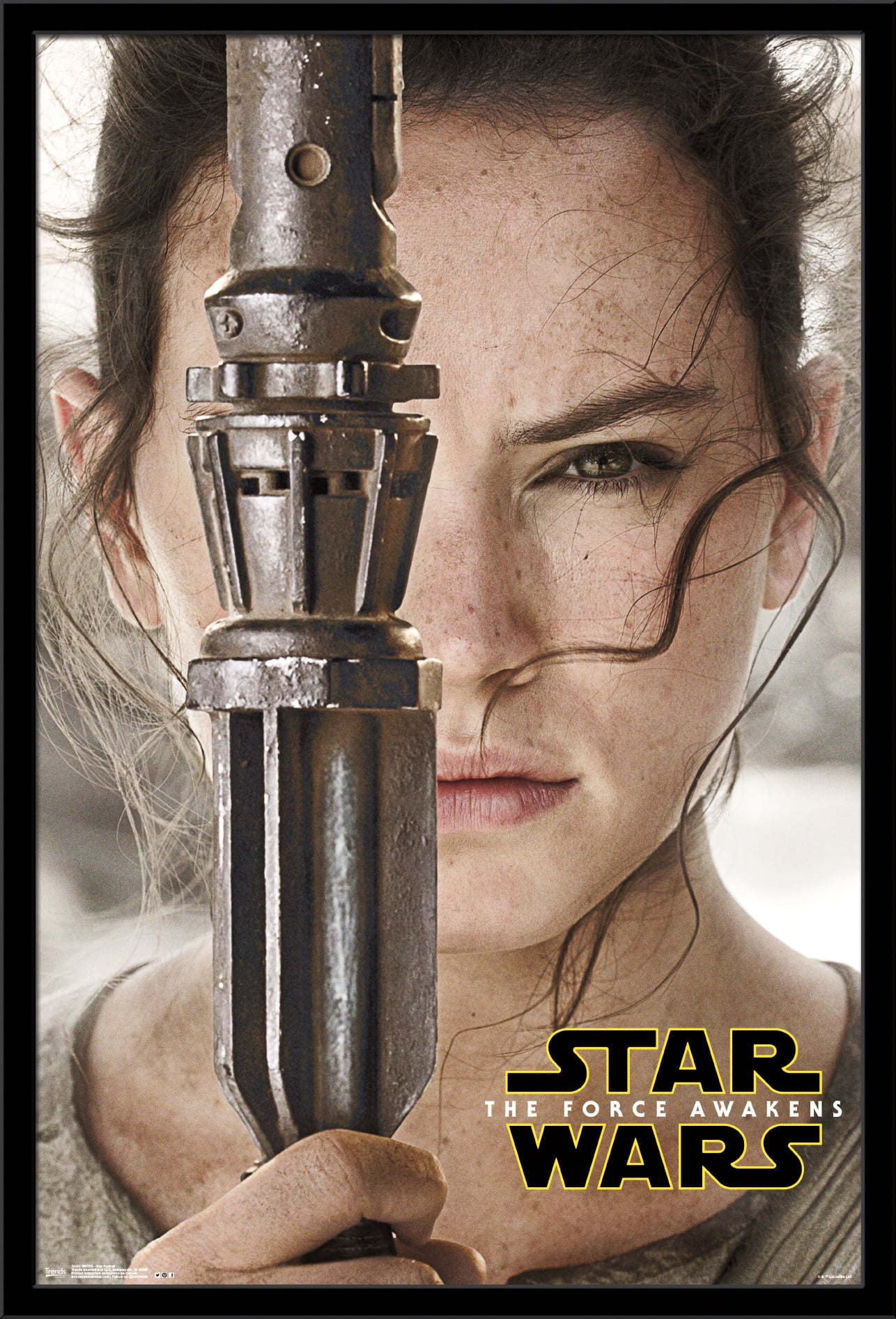 Star Wars: The Force Awakens - Rey Portrait Wall Poster, 22.375" x 34", Framed