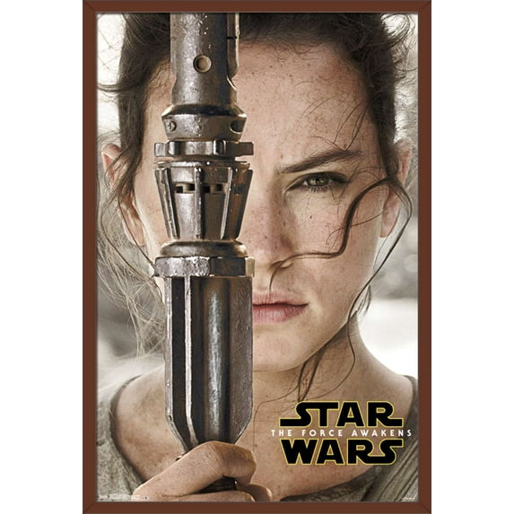 Star Wars: The Force Awakens - Rey Portrait Wall Poster, 22.375" x 34", Framed