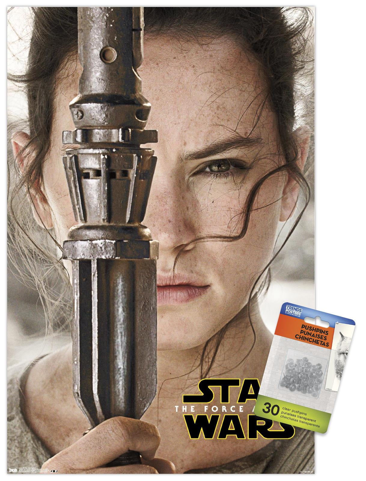 Star Wars: The Force Awakens - Rey Portrait Wall Poster with Push Pins, 14.725" x 22.375"