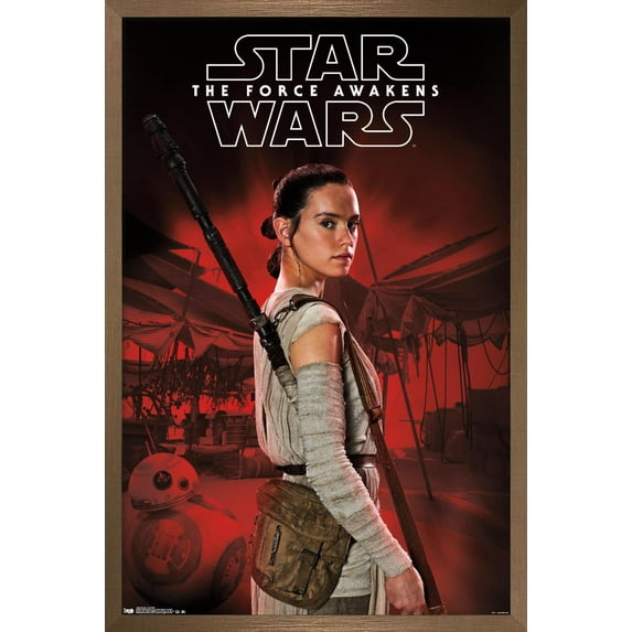 Star Wars: The Force Awakens - Rey Staff Wall Poster, 14.725" x 22.375", Framed
