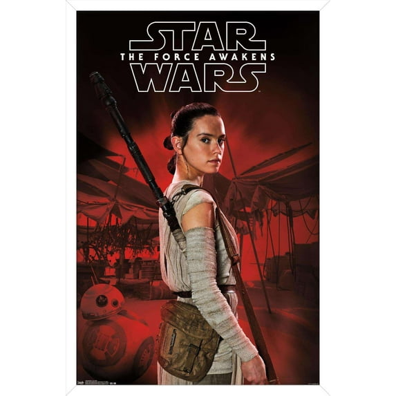Star Wars: The Force Awakens - Rey Staff Wall Poster, 14.725" x 22.375", Framed