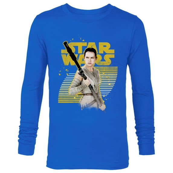Star Wars The Force Awakens Rey Stands Strong - Long Sleeve T-Shirt for Men - Customized-Royal