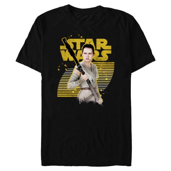 Star Wars The Force Awakens Rey Stands Strong - Short Sleeve Blended T-Shirt for Adults - Customized-Black