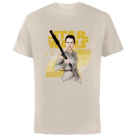 Star Wars The Force Awakens Rey Stands Strong - Short Sleeve Cotton T-Shirt for Adults - Customized-Natural