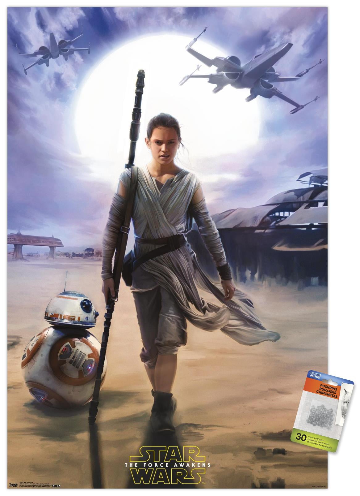 Star Wars: The Force Awakens - Rey Wall Poster with Push Pins, 22.375" x 34"