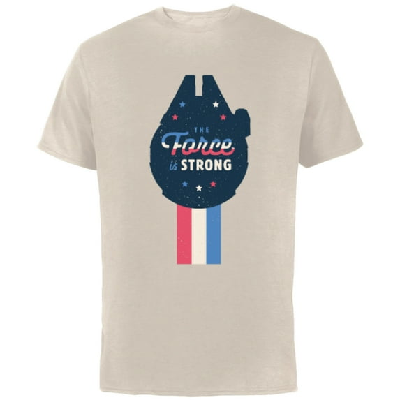 Star Wars The Force is Strong July 4th - Short Sleeve Cotton T-Shirt for Adults - Customized-Natural