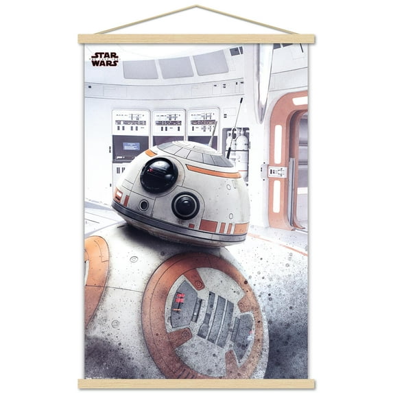 Star Wars: The Last Jedi - BB-8 Wall Poster with Wooden Magnetic Frame, 22.375" x 34"