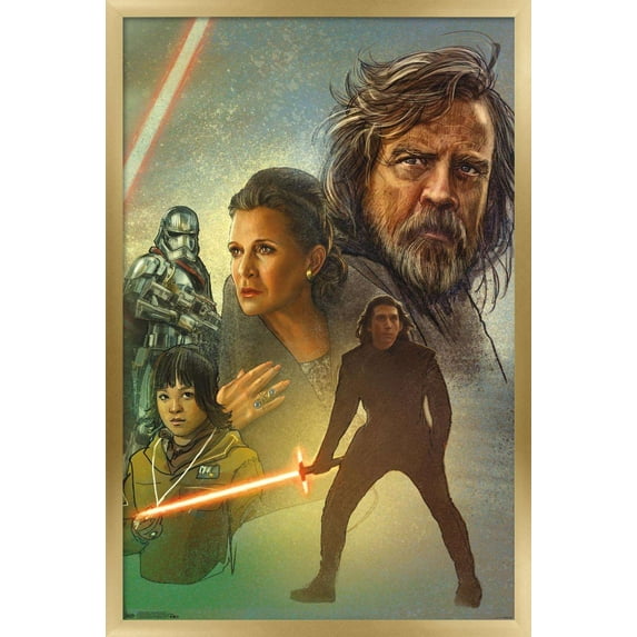 Star Wars: The Last Jedi - Celebration Mural Wall Poster, 14.725" x 22.375", Framed