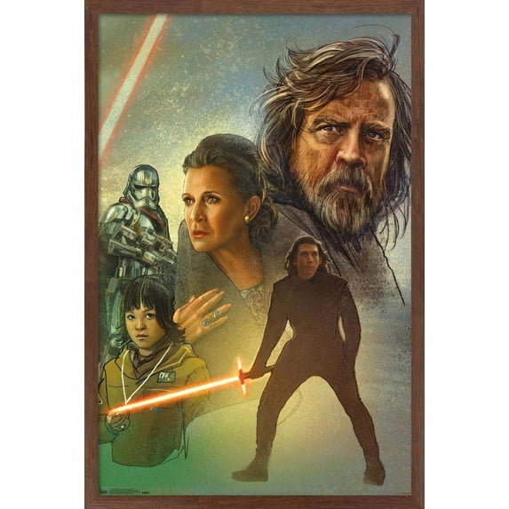 Star Wars: The Last Jedi - Celebration Mural Wall Poster, 14.725" x 22.375", Framed