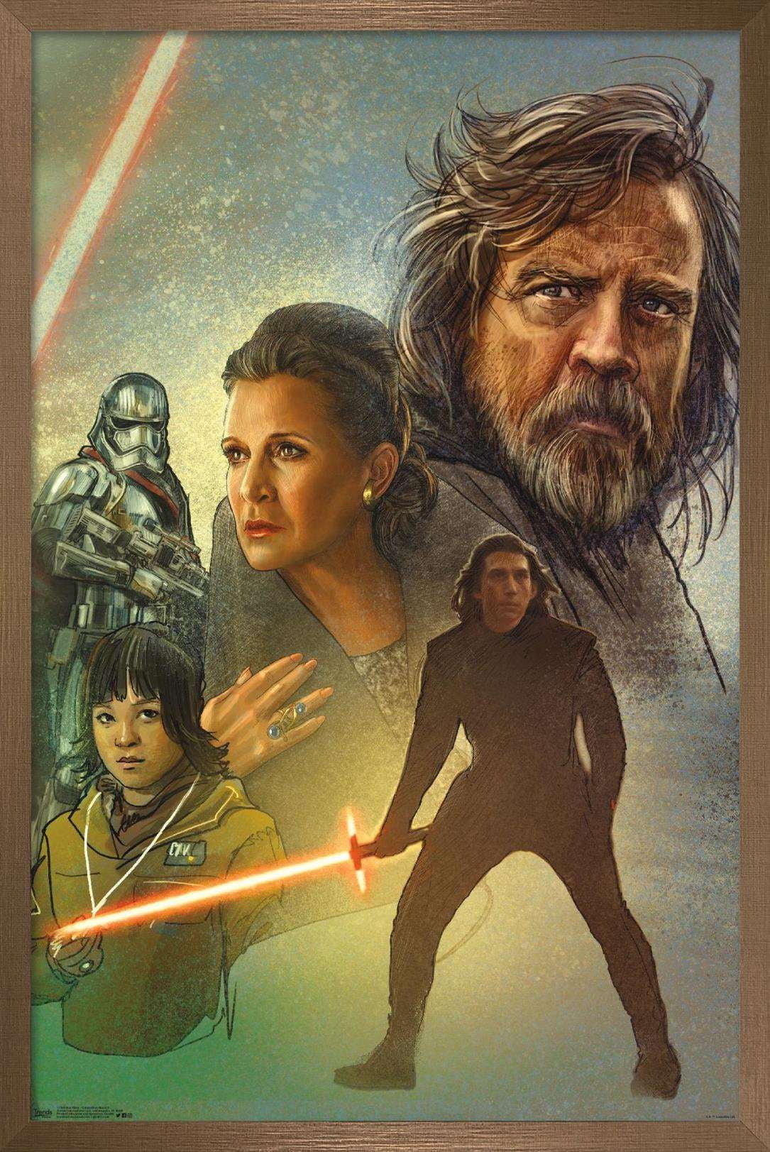 Star Wars: The Last Jedi - Celebration Mural Wall Poster, 14.725" x 22.375", Framed