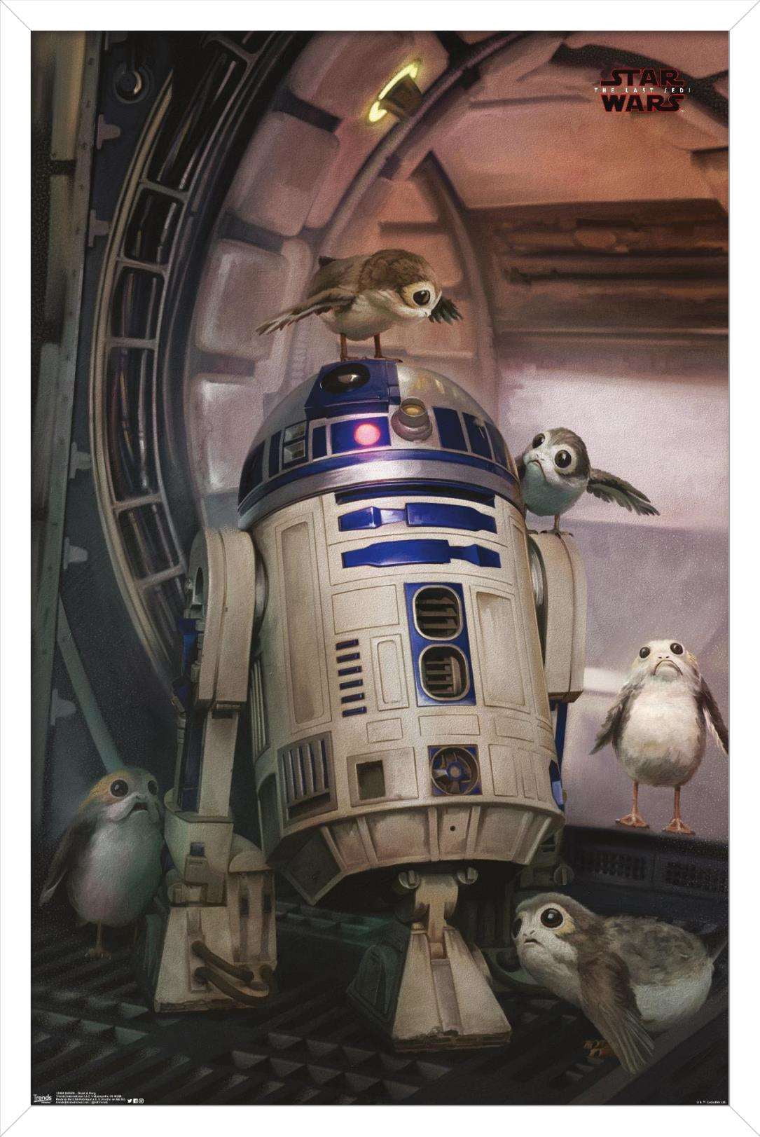 Star Wars: The Last Jedi - Droid And Porg Wall Poster, 14.725" x 22.375", Framed