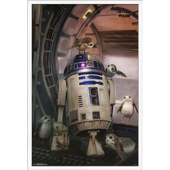 Star Wars: The Last Jedi - Droid And Porg Wall Poster, 22.375" x 34", Framed