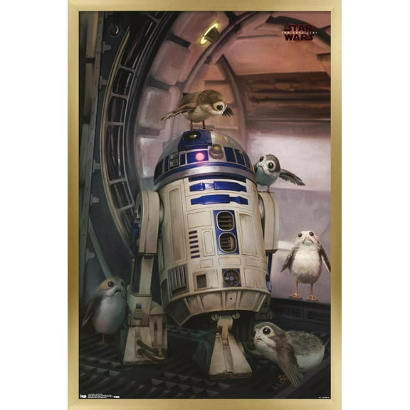 Star Wars: The Last Jedi - Droid And Porg Wall Poster, 22.375" x 34", Framed