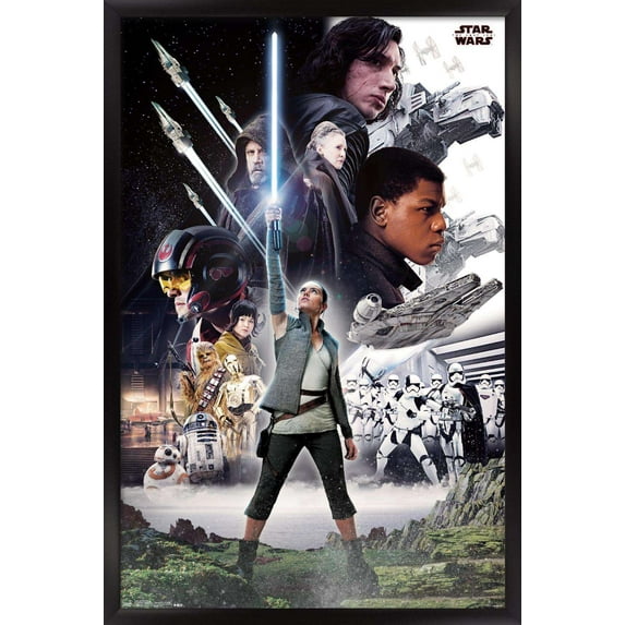 Star Wars: The Last Jedi - Group Wall Poster, 14.725" x 22.375", Framed
