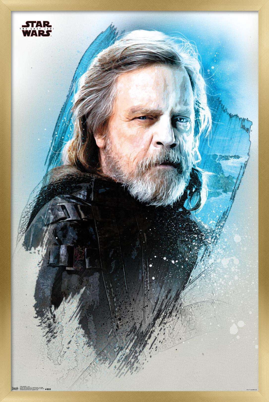 Star Wars: The Last Jedi - Luke Wall Poster, 14.725" x 22.375", Framed