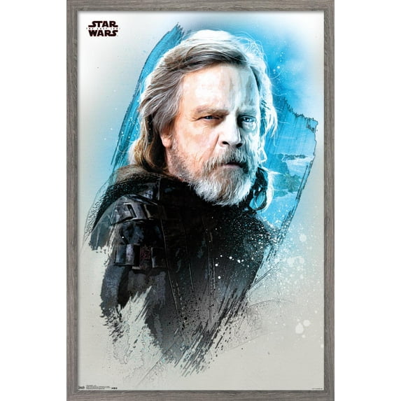 Star Wars: The Last Jedi - Luke Wall Poster, 22.375" x 34", Framed