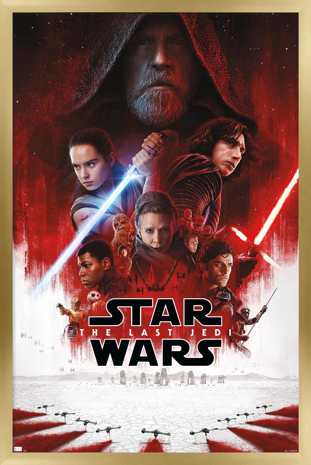 Star Wars: The Last Jedi - One Sheet (No Billing Block) Wall Poster, 14.725" x 22.375" Framed
