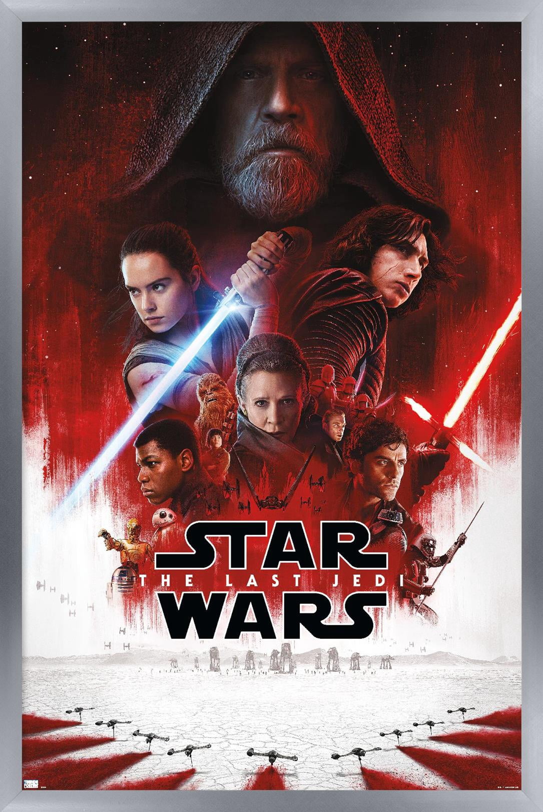 Star Wars: The Last Jedi - One Sheet (No Billing Block) Wall Poster, 22.375" x 34" Framed