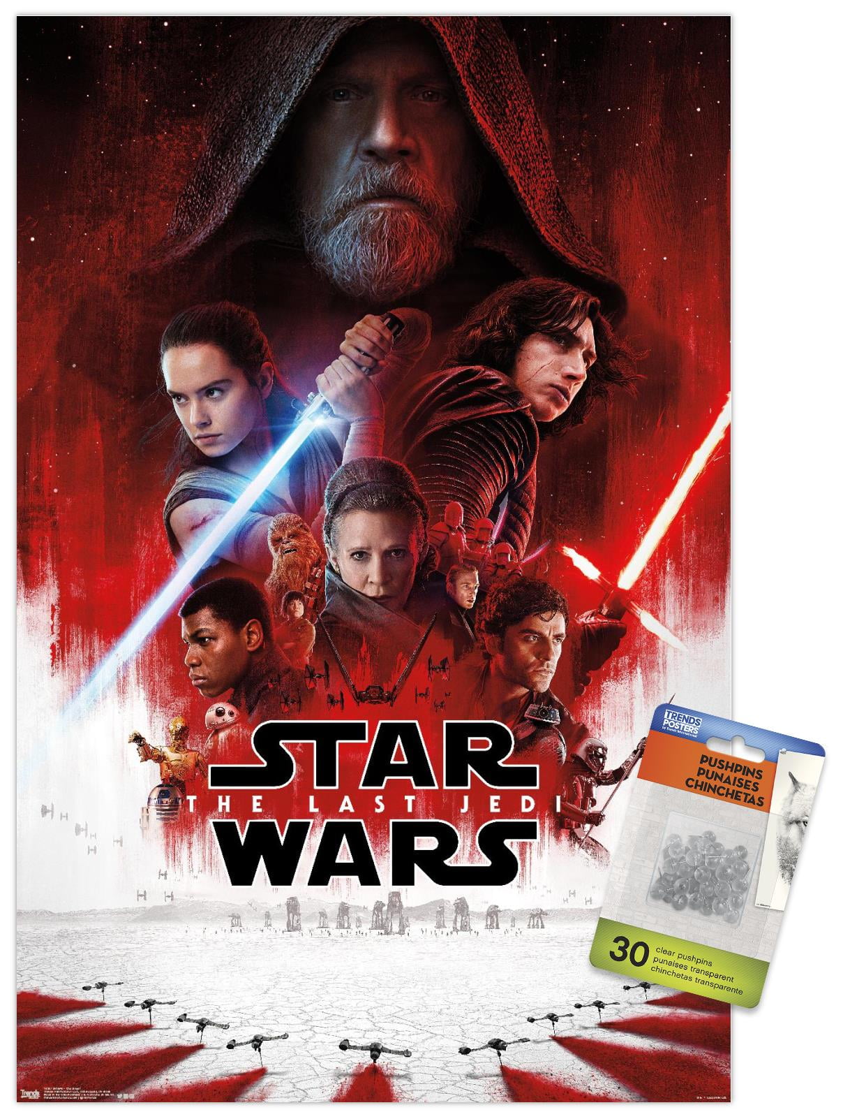 Star Wars: The Last Jedi - One Sheet Wall Poster with Push Pins, 14.725 x  22.375 