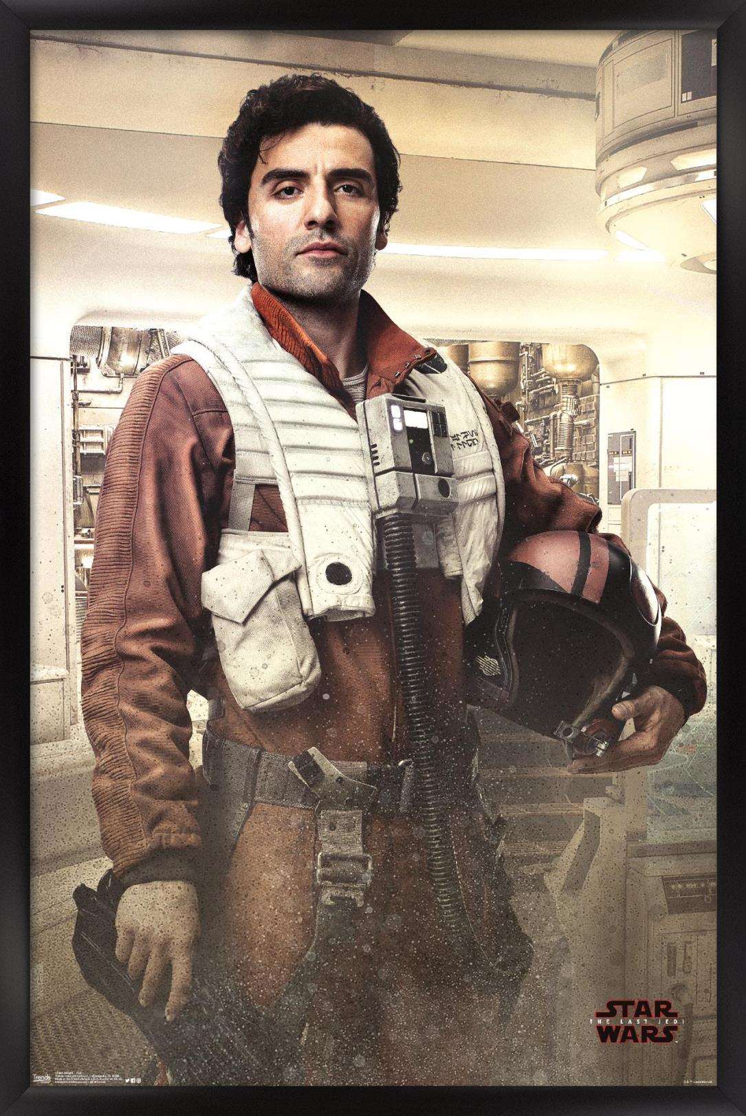 Star Wars: The Last Jedi - Poe Wall Poster, 14.725" x 22.375", Framed