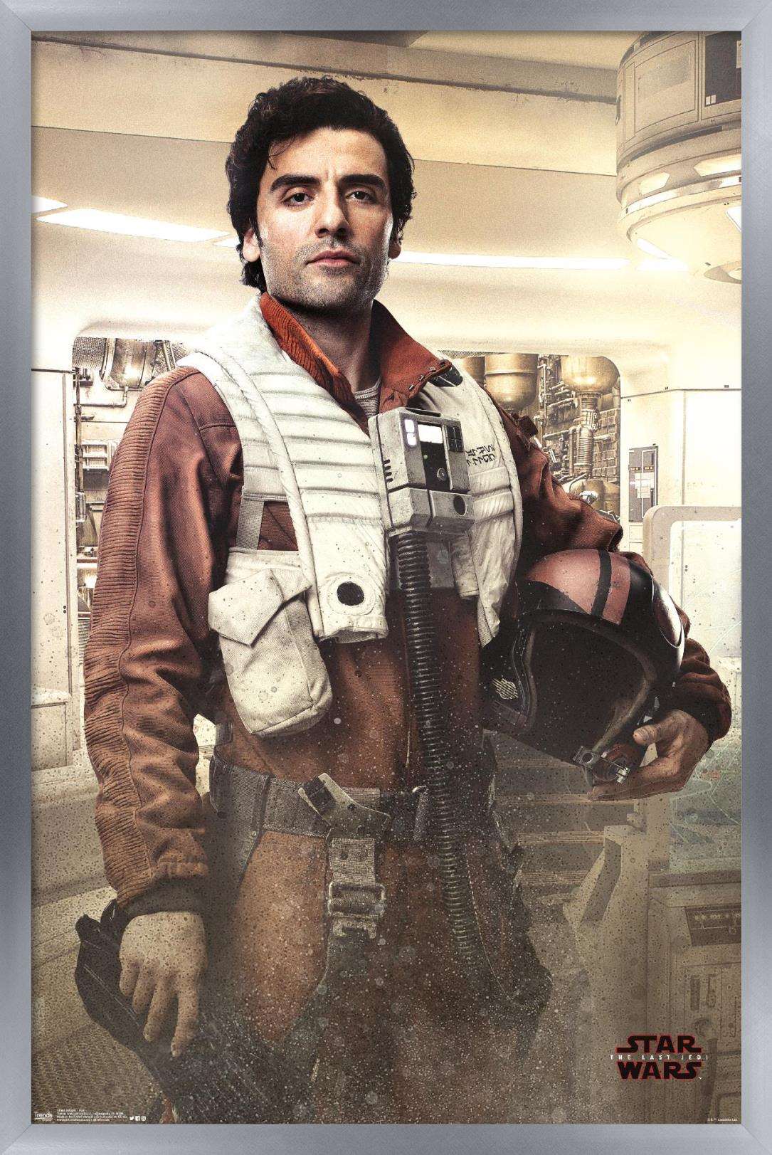 Star Wars: The Last Jedi - Poe Wall Poster, 14.725" x 22.375", Framed