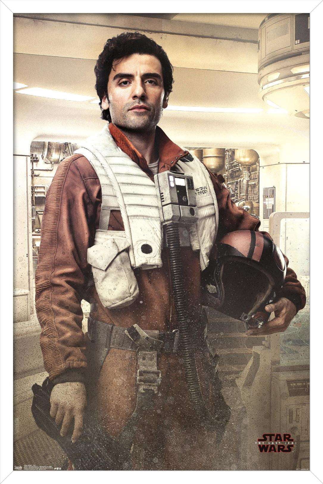 Star Wars: The Last Jedi - Poe Wall Poster, 14.725" x 22.375", Framed