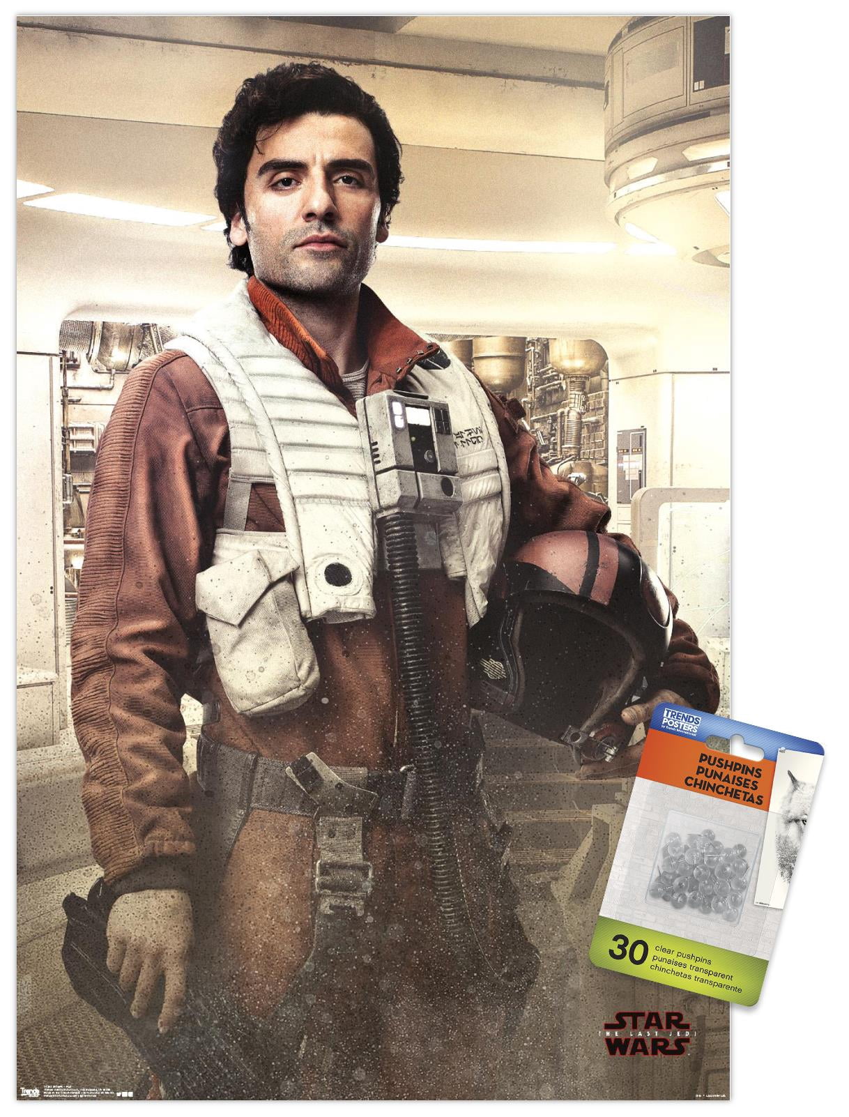 Star Wars: The Last Jedi - Poe Wall Poster with Push Pins, 14.725" x 22.375"