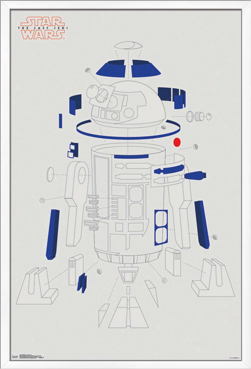 Star Wars: The Last Jedi - R2 Blowout Wall Poster, 22.375" x 34", Framed