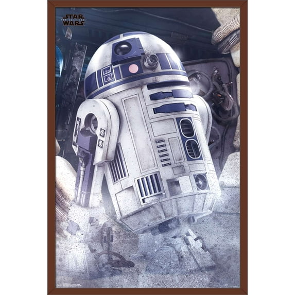 Star Wars: The Last Jedi - R2-D2 Wall Poster, 22.375" x 34", Framed