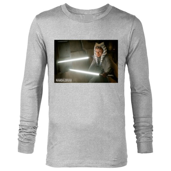 Star Wars The Mandalorian Ahsoka Tano Lightsaber Battle - Long Sleeve T-Shirt for Men - Customized-Athletic Heather