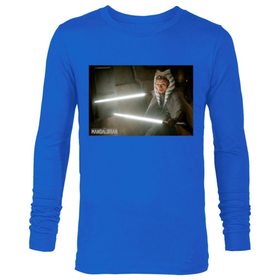 Star Wars The Mandalorian Ahsoka Tano Lightsaber Battle - Long Sleeve T-Shirt for Men - Customized-Navy