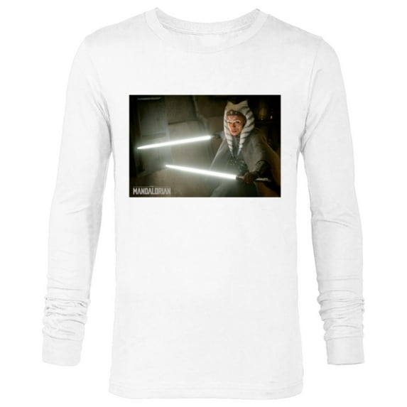 Star Wars The Mandalorian Ahsoka Tano Lightsaber Battle - Long Sleeve T-Shirt for Men - Customized-White
