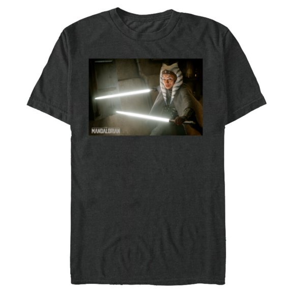 Star Wars The Mandalorian Ahsoka Tano Lightsaber Battle - Short Sleeve Blended T-Shirt for Adults - Customized-Dark Heather