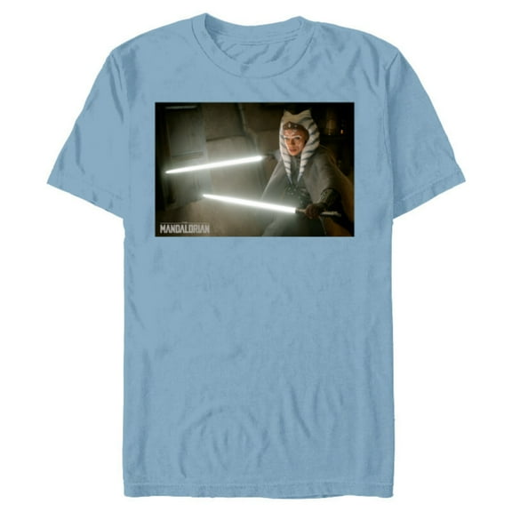 Star Wars The Mandalorian Ahsoka Tano Lightsaber Battle - Short Sleeve Blended T-Shirt for Adults - Customized-Ocean Blue