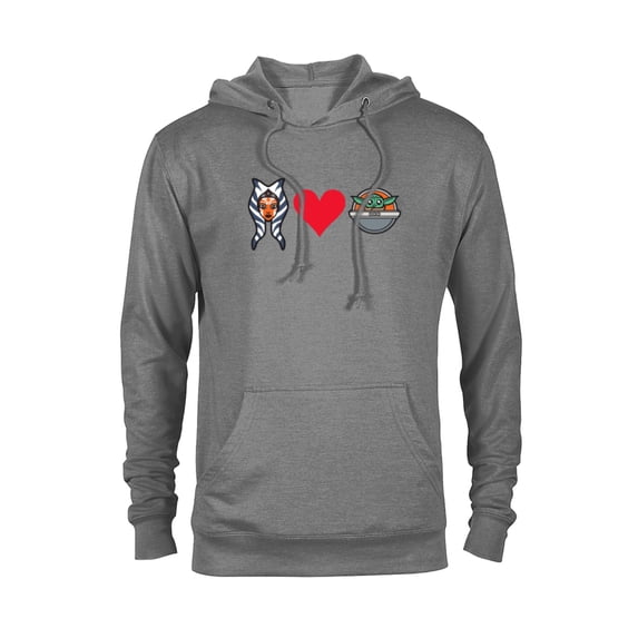 Star Wars The Mandalorian Ahsoka Tano Loves Grogu - Pullover Hoodie for Adults - Customized-Graphite Heather