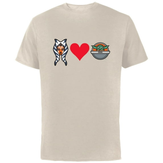 Star Wars The Mandalorian Ahsoka Tano Loves Grogu - Short Sleeve Cotton T-Shirt for Adults - Customized-Natural