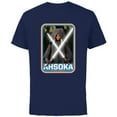 thumbnail image 1 of Star Wars The Mandalorian Ahsoka Tano Twin Lightsabers - Short Sleeve Cotton T-Shirt for Adults - Customized-Navy, 1 of 5