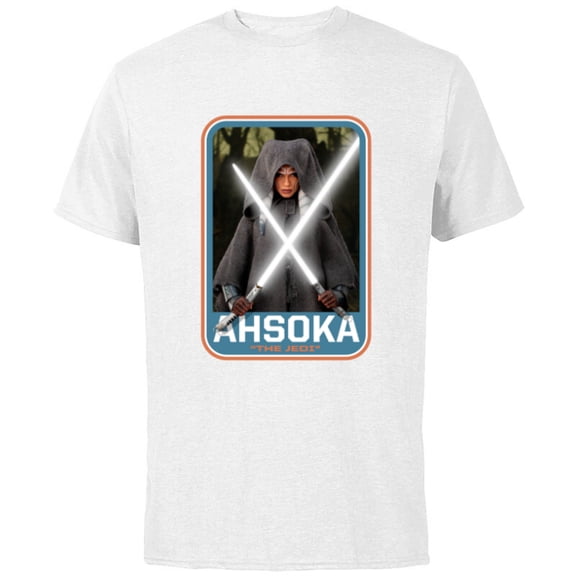 Star Wars The Mandalorian Ahsoka Tano Twin Lightsabers - Short Sleeve Cotton T-Shirt for Adults - Customized-White
