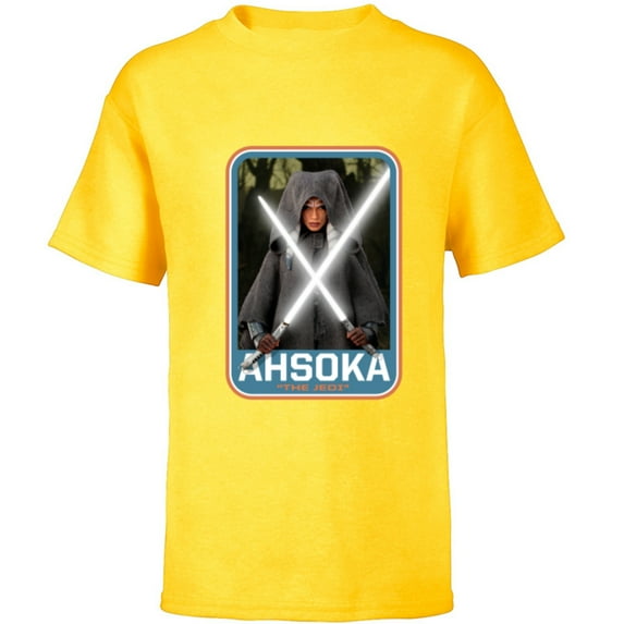 Star Wars The Mandalorian Ahsoka Tano Twin Lightsabers - Short Sleeve T-Shirt for Kids - Customized-Yellow