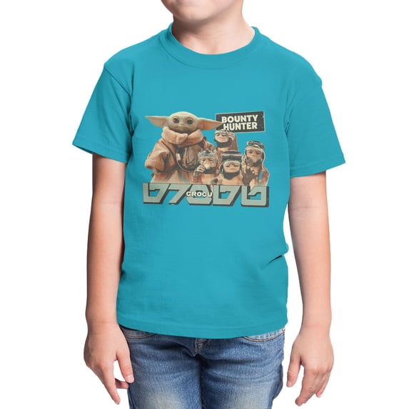 Star Wars The Mandalorian And Grogu Anzellans Bounty Hunter Youth T-Shirt (Tropical Blue, XS-XL)