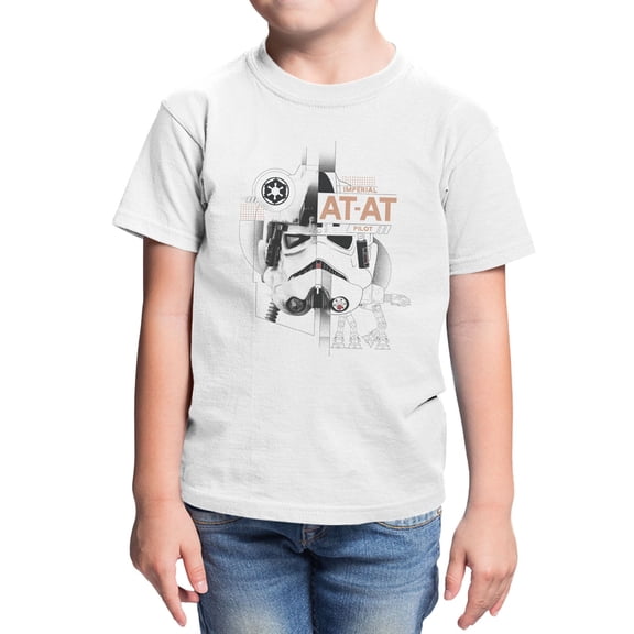 Star Wars The Mandalorian And Grogu Imperial AT-AT Pilot Youth T Shirt (White, XS-XL)