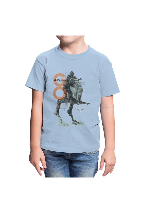 The Mandalorian And Grogu Lets Go Grogu Walker Youth T Shirt (Light Blue, XS-XL)