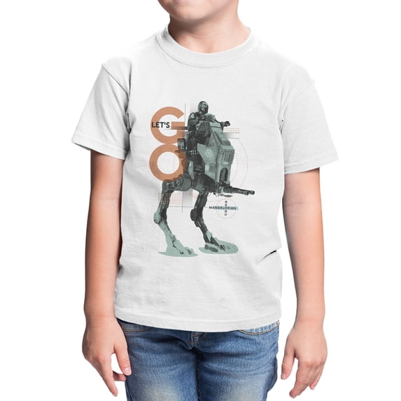 Star Wars The Mandalorian And Grogu Lets Go Grogu Walker Youth T Shirt (White, XS-XL)