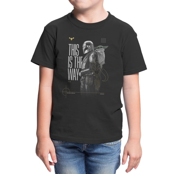 Star Wars The Mandalorian And Grogu Pose Is The Way Side Youth T Shirt (Black, XS-XL)